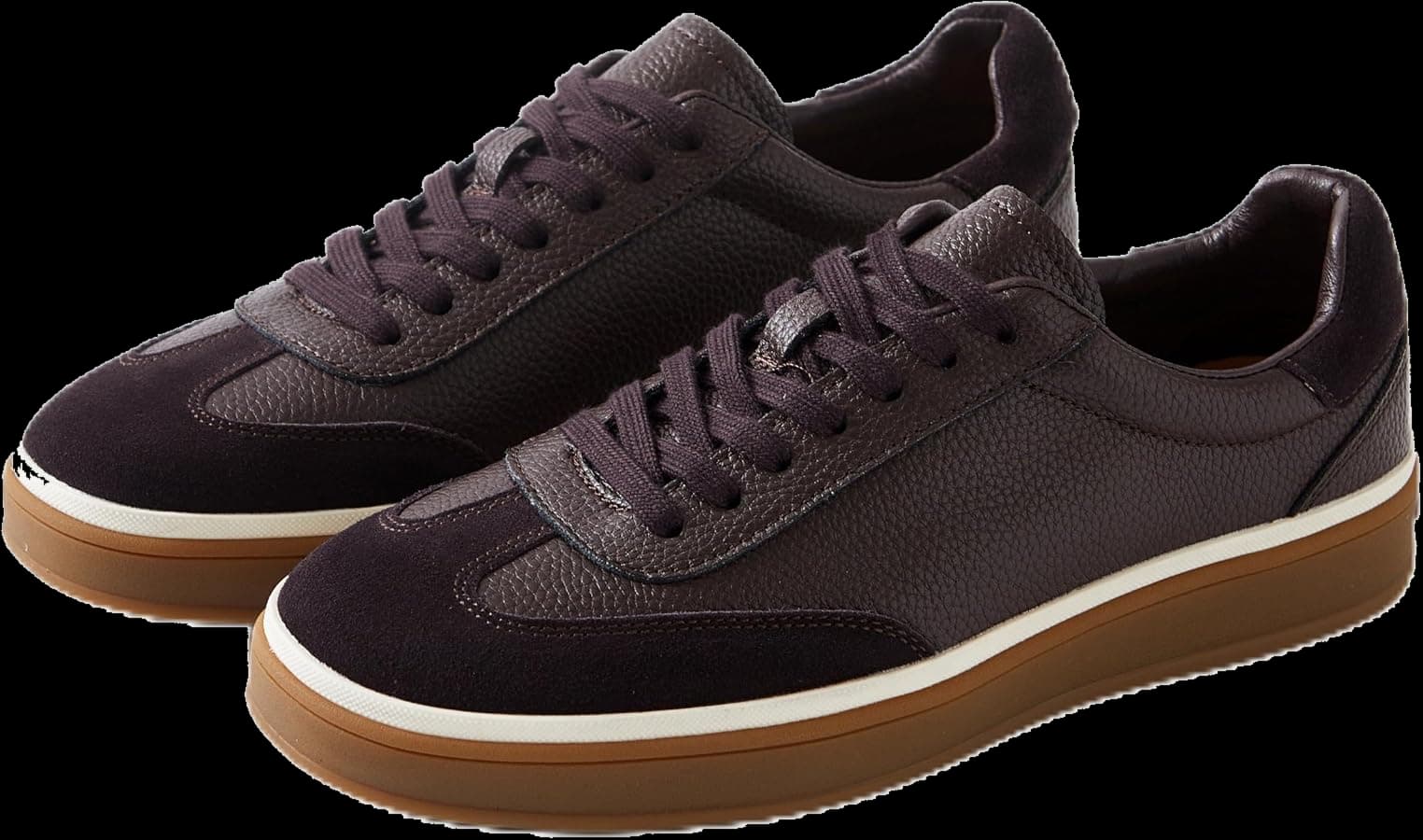 Leather-Style Lace-Up Sneakers — Brown
